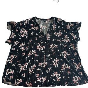 Torrid Black Floral Blouse